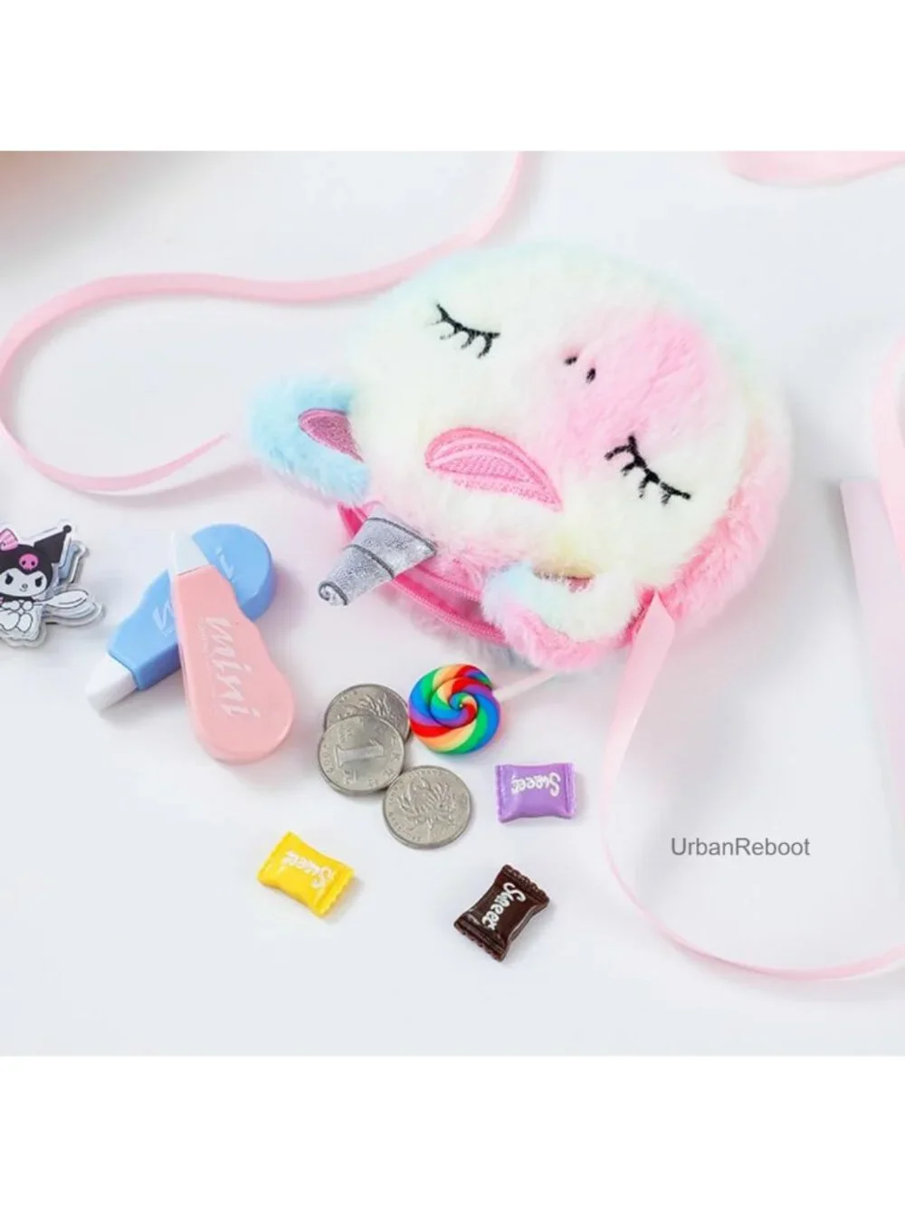 2 Pack Mini Crossbody Bag Kids Small Sling Bag Unicorn Girls Plush Purse